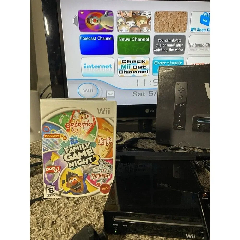 Nintendo Wii Black Console Authentic Motion Plus OEM With Box Complete